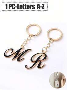 A-Z字母不对称金色钥匙扣，简约设计，高品质，适合作为包包配饰，是送给朋友或母亲的理想礼物，也适合挂在车上、车内或作为女士钥匙扣、包包挂件，是圣诞节或感恩节的完美礼物之选。 - 彩色 - 查看 1