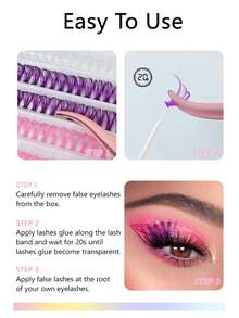 200 chiếc/Cụm Lông mi giả nhiều màu phân đoạn, C-Curl 14-16mm 10 hàng sức chứa cao siêu dày & rậm theo phong cách Châu Âu & Mỹ, hiệu ứng 3D mềm mại làm cong & kéo dài tự nhiên, thân siêu mỏng, làm to mắt, có thể tái sử dụng để trang điểm hàng ngày & đi làm - C - Xem 4