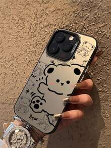 1 件装新款简约卡通波浪线熊图案防摔 TPU 手机保护壳适用于 iPhone - 彩色 - 查看 3