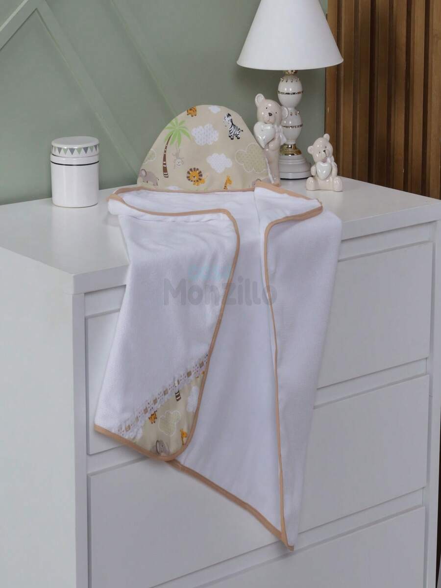 Kit Of 2 Children's Hooded Bath Towels With Prints - 卡其色 - 查看 1