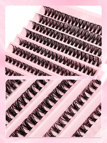 200 件 50P 睫毛簇套装 3 合 1 DIY 睫毛延长套装单根睫毛簇套装混合长度 8-16 毫米蓬松柔软自然 D 卷睫毛簇带睫毛粘合剂和密封剂和镊子化妆工具 - 彩色 - 查看 5