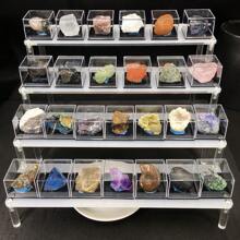 100% 纯天然水晶矿物标本，带盒，适合教学或家居装饰，最佳礼物 - 彩色 - 查看 6