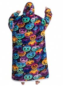 Oversized Wearable Blanket Hoodie Plush Soft Warm Hoodie Blanket, Comfy Sweatshirt With Big Pocket For Women & Men Adults - 南瓜 - 查看 2