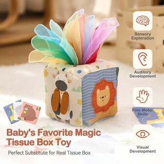 16pcs/Set Montessori Early Education Toys For Kids, Fine Motor Skills, Cartoon Animals, Shape Recognition, Colorful Multi-Use Box, Simulation Tissue Box Toy