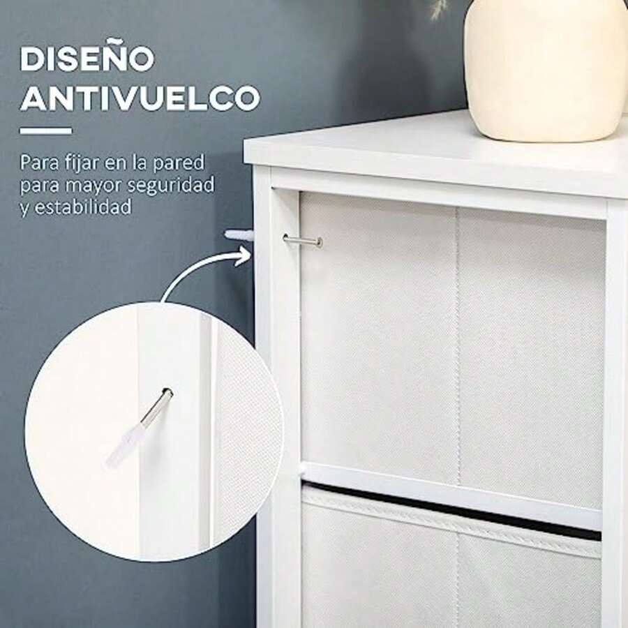 Cómoda Moderna con 6 Cajones de Tela Plegable para Dormitorio Cajonera