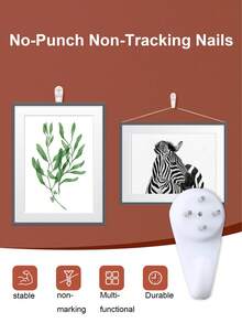 10 件装家居防跟踪钉装饰画挂画防跟踪挂钩钟表悬挂塑料挂钩壁挂相框墙钉十字绣框架照片墙防跟踪钉安装配件 - 白色 - 查看 11