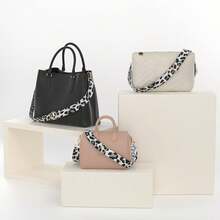 宽肩带钱包带可调节替换斜挎包肩带延长包带豹纹圣诞礼物感恩节礼物 - 淺灰色 - 查看 6