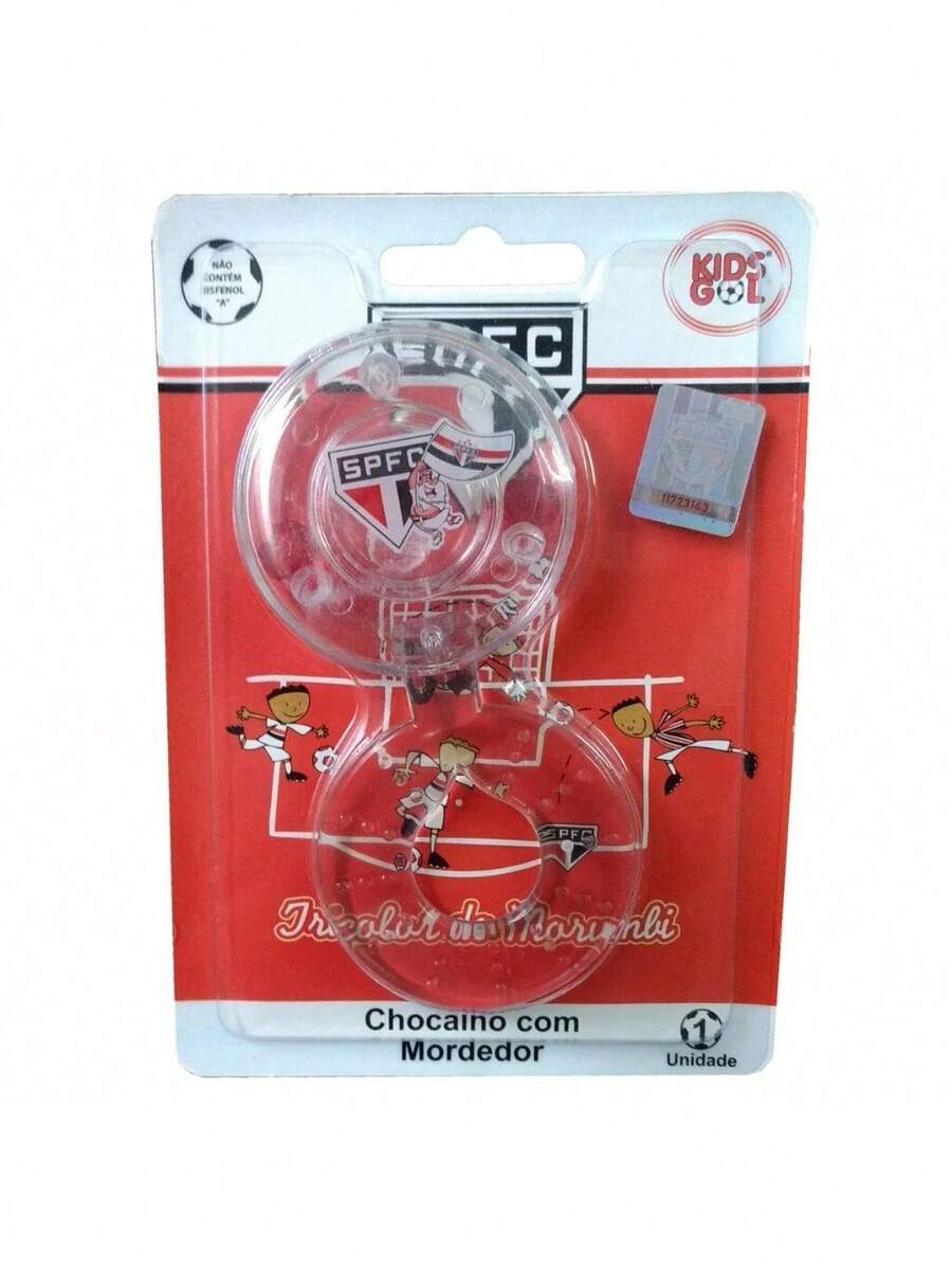 Kit Time Futebol 4 Peças Chupeta Mordedor com Chocalho Prendedor Escova