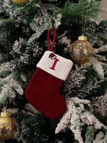 1件 26个字母白色组合雪花爪印装饰针织圣诞袜圣诞树垂饰羊毛字母袜装饰品节日餐桌装饰家居装饰圣诞装饰品家居圣诞礼物圣诞装饰 - 多色 - 查看 10