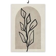 1 件抽象波西米亚风树叶线条脸心太阳墙壁艺术帆布画北欧海报和印刷品墙壁画适用于客厅装饰无框架 - 彩色 - 查看 43