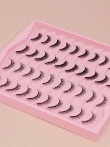 AYRMILLA 20对混合款自然假睫毛，蓬松柔软浓密3D貂毛质感，黑色长款轻盈飘逸型，多层短款浓密型，超长浓密型，适合婚礼、派对、夜店、日常工作会议等场合，自然舒适，条状假睫毛 - 黑色 - 查看 6