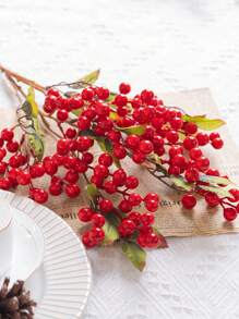1PC Longo 73cm 12 Ramos Holly Fruit Decorações de Natal Decorações de Ano Novo Materiais para Árvores de Natal Decorações de Ação de Graças Tema de Natal de Inverno Estilo, Resistente ao Desbotamento - Para Decoração de Casa, Vasos, Casamentos, Festas, Salas de Estar, Adereços de Tiro, Festas de Aniversário, Materiais para Bolos, Adereços de Tiro