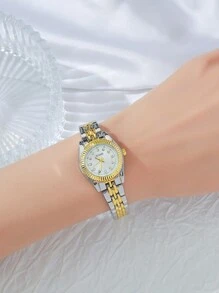 （女孩）简约高颜值时尚水钻圆点刻度表盘钢表带石英表，适合生日礼物，光棍节 1 件/套 - 彩色 - 查看 5