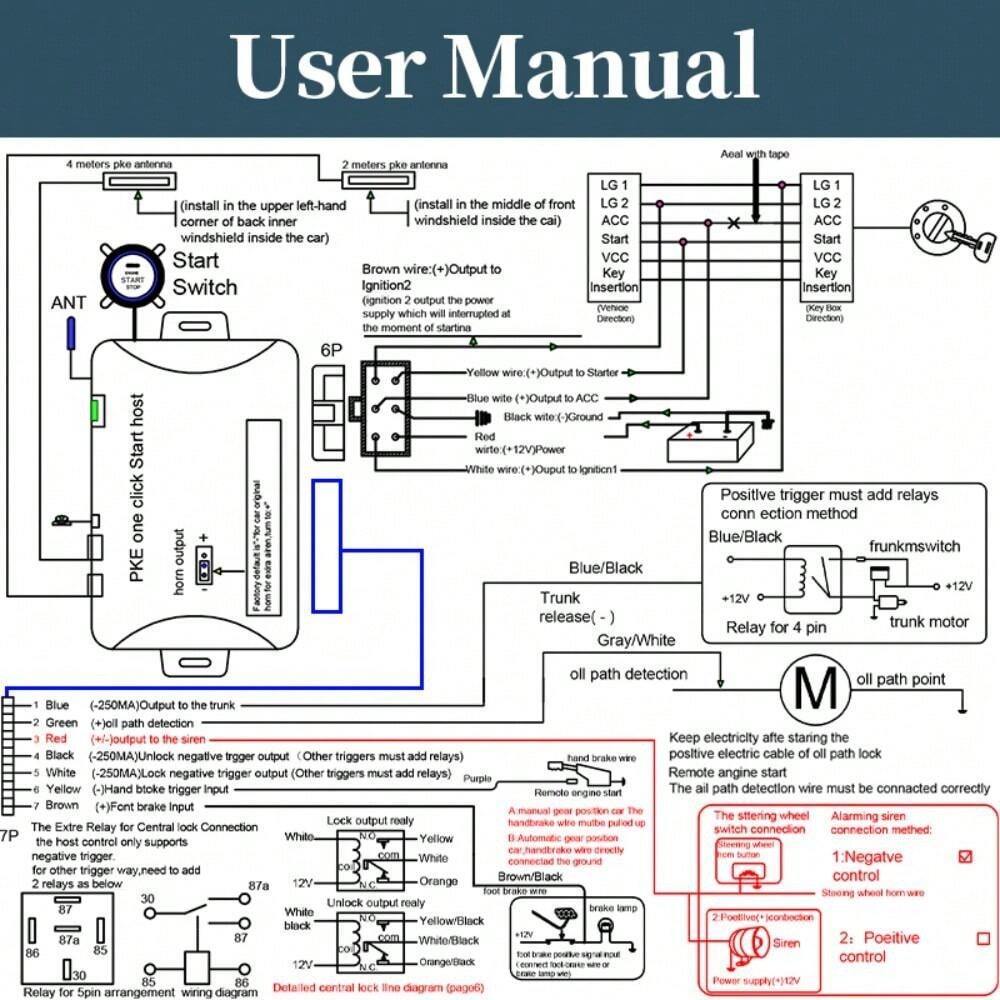 Car Remote Control PKE Car Keyless Entry Engine Start Alarm System Auto