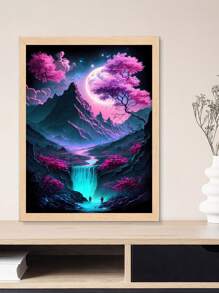 1 set Kit de peinture de diamant avec paysage de fleurs de cerisier, convient aux passionnés de DIY, décoration pour salon, chambre, cuisine, bureau, café, cadeau parfait et décoration - Multicolore - Voir 4