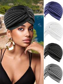 1 pezzo Cappello morbido con design a croce per donne, turbante con colore tinta unita, fascia elastica per la testa, cappellino morbido per hijab da indossare con abaya quotidianamente