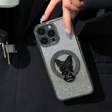 2025 Fashion Magazine Inspired Shiny Y2K Style Phone Case With Magnetic Butterfly Phone Holder, Compatible With Honor X9C, Redmi 14C, OPPO Reno 12, IPhone 16/15/14/13/12/11/XS/XR/XS Max/Plus, Galaxy, VIVO V29/Y36/Y21/Y28,