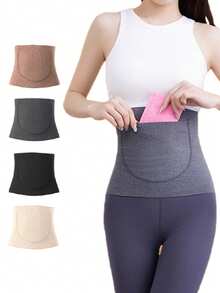 1 件前后口袋腰部修剪带 - 紧身，高弹力腰部训练带，适合女士，带口袋，保持腹部温暖