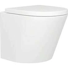 Modern 360mm Bathroom Short Projection Rimless Wall Hung Toilet With Soft Close Seat - Cesar - View 3