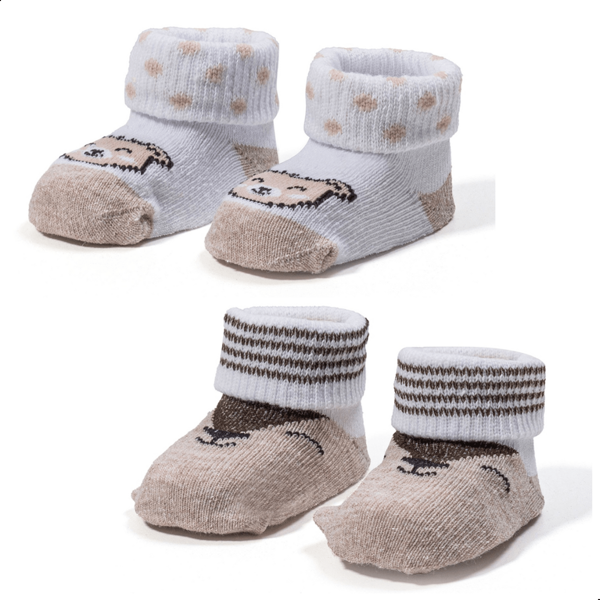 Meias Dallf Kit 02 Pares Meia Pantufinha Infantil Recém Nascido Maternidade Enxoval Menina Menino Dallf