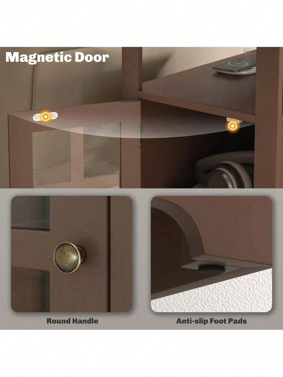 End Table With Charging Station, Narrow Side Table With USB