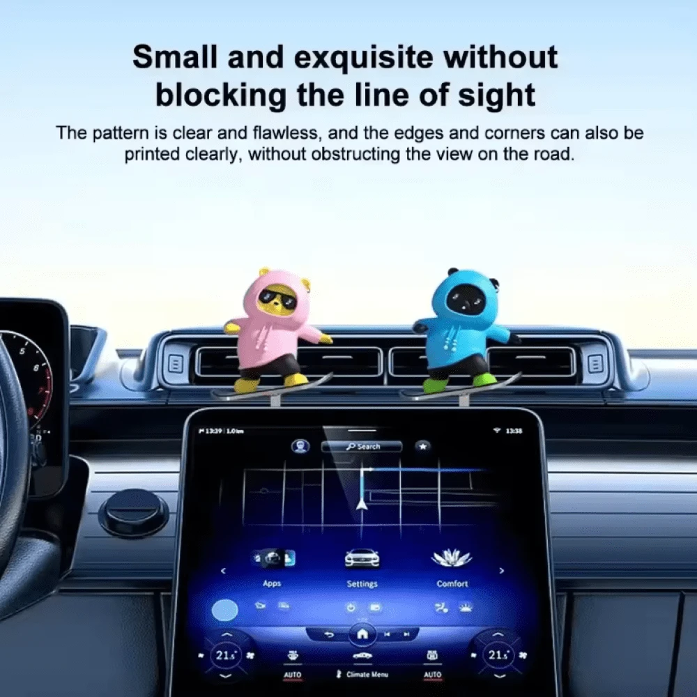 1pc Cute Wiggly Bear Car Dashboard Decoration, Sliding Cartoon Bear