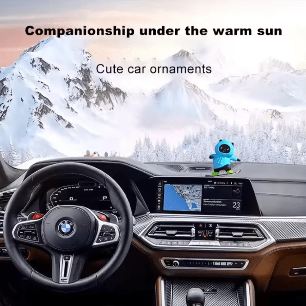 1pc Cute Wiggly Bear Car Dashboard Decoration, Sliding Cartoon Bear