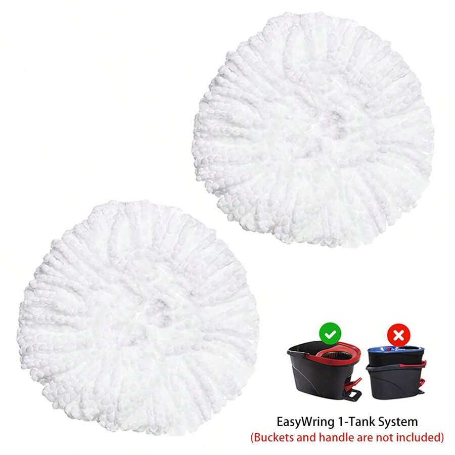 2 đầu lau nhà thay thế tương thích với cây lau nhà O-Cedar/Viled EasyWring Spin Mop - Đầu lau bằng sợi nhỏ có thể giặt được - Đầu lau nhà thay thế dễ vệ sinh, Vệ sinh, Nhà bếp - trắng - Xem 1