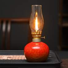 1pc 8-Inch Ceramic Oil Lamp, Ceramic Long-Lasting Lamp Ornament For Tea Room, Home, Handmade Creative Bar Camping Atmosphere Light, Decorative Red Ceramic Lamp,Home Decor ,Room Decor - Red - View 4