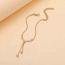 1pc Fashion Rhinestone Decor Anklet For Women For Foot Decoration Copper Jewelry - Rose Gold - View 4