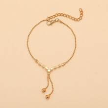 1pc Fashion Rhinestone Decor Anklet For Women For Foot Decoration Copper Jewelry - Rose Gold - View 3