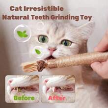 Cat Chew Toy Tooth Grinding Stick, Durable Interactive Tooth Cleaning Toy For Cats, Kittens. - Khaki - View 3