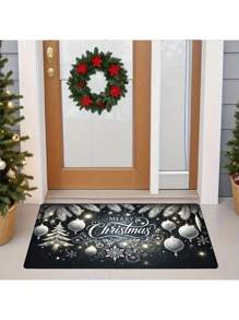 1 tấm thảm chủ đề Giáng sinh vui vẻ, bao gồm cây thông Noel, nhà bánh gừng, đồ trang trí và thiết kế người đàn ông bánh gừng, thích hợp cho phòng khách, phòng ngủ, lối vào, nhà bếp, phòng tắm, phòng chơi game, phòng học, bền, chống bẩn, dễ vệ sinh - Nhiều màu - Xem 3