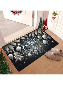 1 tấm thảm chủ đề Giáng sinh vui vẻ, bao gồm cây thông Noel, nhà bánh gừng, đồ trang trí và thiết kế người đàn ông bánh gừng, thích hợp cho phòng khách, phòng ngủ, lối vào, nhà bếp, phòng tắm, phòng chơi game, phòng học, bền, chống bẩn, dễ vệ sinh - Nhiều màu - Xem 4