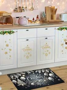 1 tấm thảm chủ đề Giáng sinh vui vẻ, bao gồm cây thông Noel, nhà bánh gừng, đồ trang trí và thiết kế người đàn ông bánh gừng, thích hợp cho phòng khách, phòng ngủ, lối vào, nhà bếp, phòng tắm, phòng chơi game, phòng học, bền, chống bẩn, dễ vệ sinh - Nhiều màu - Xem 9