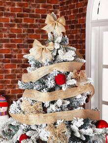 4 件圣诞粗麻布丝带，2 米/卷天然黄麻布 - 蕾丝丝带网状粗麻布丝带婚礼丝带装饰工艺包装丝带适用于节日派对 DIY 手工艺术家家居装饰包装、婚礼圣诞节装饰礼物用于缝纫 - 彩色 - 查看 5