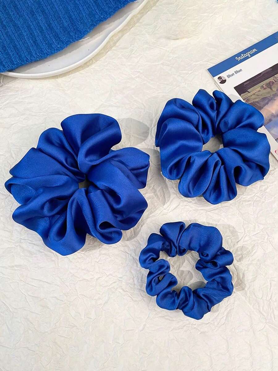 1 cái Dây buộc tóc màu xanh lam thời trang nữ Klein Dây buộc tóc màu xanh lam Độ đàn hồi cao Không làm đau tóc Buộc tóc đuôi ngựa thấp cho nữ - Màu xanh lam - Xem 1