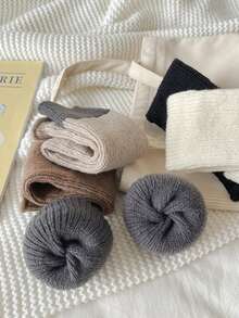 2 đôi vớ len giữ ấm chân dày, vớ màu cho bắp chân - Nhiều màu - Xem 4