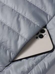 1 件男士纯色连帽加厚棉服，轻便休闲日常户外徒步旅行运动上衣，秋冬