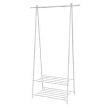 SONGMICS Kleiderständer, Garderobenständer, Garderobe, 2 Ablagen für Schuhe und Boxen, Metallgestell, platzsparend, ideal für Schlafzimmer, Flur und Büro, cremeweiß - Weiss - Übersicht 2