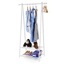 SONGMICS Kleiderständer, Garderobenständer, Garderobe, 2 Ablagen für Schuhe und Boxen, Metallgestell, platzsparend, ideal für Schlafzimmer, Flur und Büro, cremeweiß - Weiss - Übersicht 3