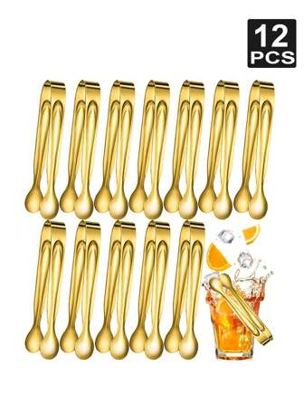 1/4/6/12 件不锈钢夹子小夹子，适用于方糖、冰块、迷你水果、糖果，适用于厨房、餐厅、咖啡厅、下午茶、甜点、派对、生日装饰、户外、露营、父亲礼物