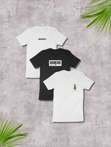 Arraia Maori Kit 3 Men's Plus Size T-Shirts 100% Cotton Beach Basic Streetwear - 變化2 - 查看 1