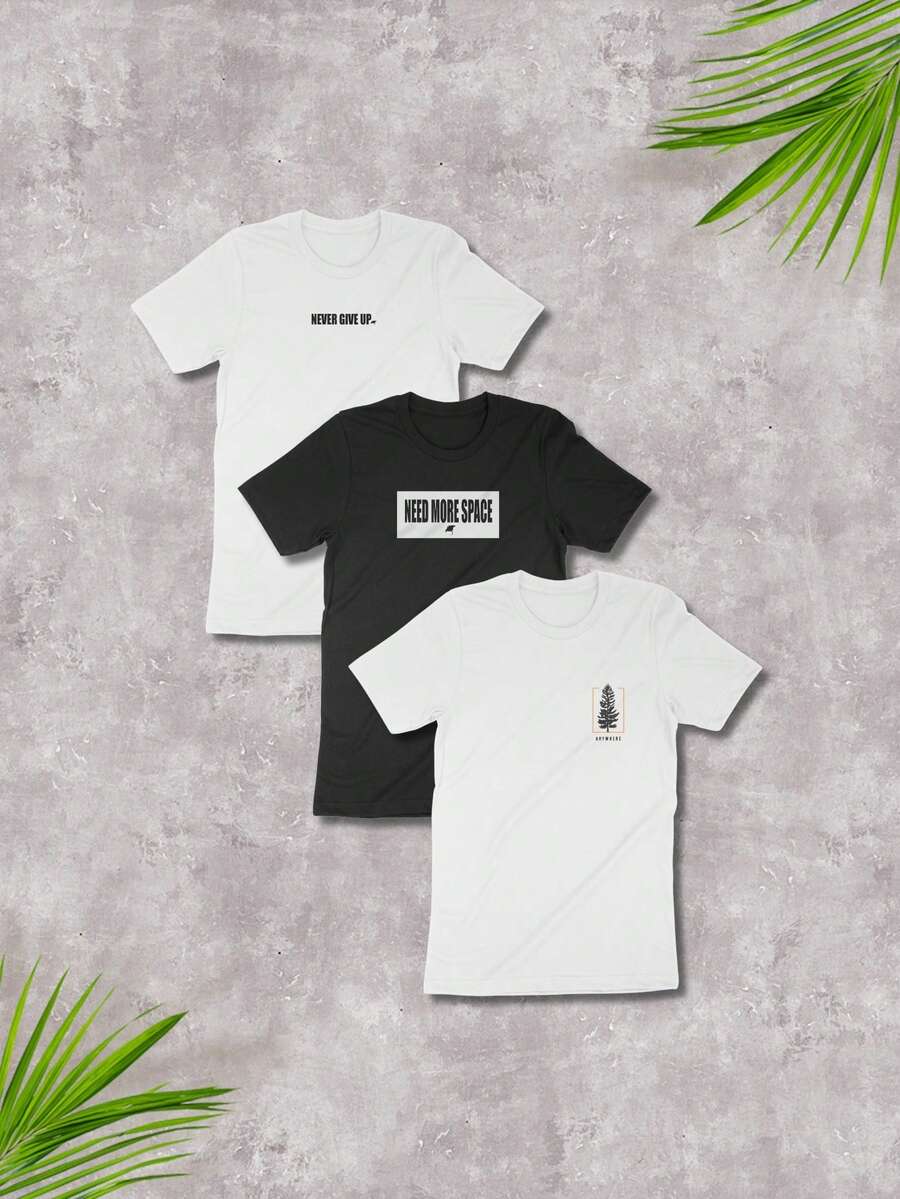 Arraia Maori Kit 3 Men's Plus Size T-Shirts 100% Cotton Beach Basic Streetwear - 變化2 - 查看 1