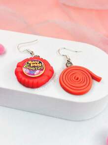 Pendientes / aretes de chicle colorido / aretes de dulces para niños HECHOS A MANO - Rosa - Ver 2