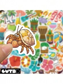 GUTBD 50 miếng dán hoạt hình Xiaoqing mới vui nhộn DIY trang trí ốp lưng điện thoại IPad ván trượt chống thấm nước - Nhiều màu - Xem 8