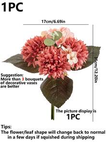 1 cái (6 đầu) Bó hoa cúc nhân tạo, hoa cẩm tú cầu, đám cưới cô dâu, tiệc tùng, nhà cửa, văn phòng, trang trí sân vườn - quả cam - Xem 3