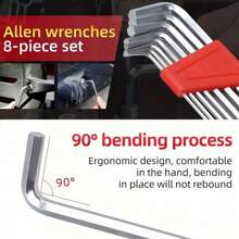 8 Pieces Allen Wrench Set - Metric And Imperial Sizes, L-Shaped Tools For Easy Pocket Carrying - Perfect For Outdoor Recreation/Bike Screw Camera And More
