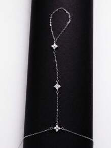 S925 Sterling Silver Bracelet Rhinestone Studded Women's Ring Chain Bracelet, Clover Flower Bracelet, Multi-Layer Stacked Jewelry Valentines