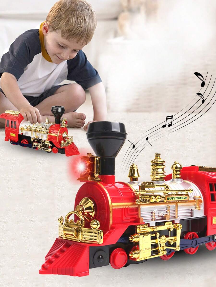 Steam Smoke Train Toy With Rotating Wheels, Collision, Turn, Mist ...